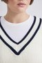 V-Neck Relax Fit College Themed Knitwear Sweater - C1427Ax24Au - 6