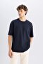 Crew Neck Boxy Fit Cotton Short Sleeve T-Shirt E0225Ax24Au - 3