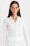 Slim Fit Polo Collar Wrinkled Long Sleeve T-Shirt