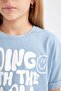 Crop Crew Neck Printed Short Sleeve T-Shirt Girls D1963A824Hs - 5