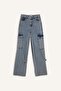 Wide Leg Cargo High Waist Long Jean Washed Trousers 25K 801005122 - 7