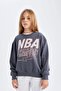 Girl's Nba Wordmark Oversize Wide Fit Crew Neck Sweatshirt C9508A824Au - 4