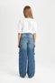 Wide Leg Cargo Pocket Wide Loose Leg Jean Trousers for Girls D7176A824Wn - 6