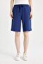 Regular Fit Elastic Waist Flat Leg Bermuda Shorts N7439Azns - 4