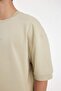 Loose Fit Crew Neck Printed Heavy Fabric Cotton Short Sleeve T-Shirt 3188062 - 4