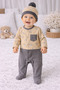 Andywawa AC24159 Little Zebra Baby Romper Set Beige Grey - 2