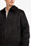 Slim Fit Suede Lined Coat Slim Fit Shirt Collar with Pockets Faux Fur A3869Ax24Wn - 5