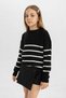 Girl's Black Striped Crew Neck Knitwear School Sweater 25K 801004857 - 3