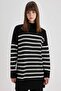 Relax Fit Striped Turtleneck Slit Sweater Tunic U9892Az24Au