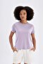 Defactofit Crop Crew Neck Sportsman Modal Short Sleeve T-Shirt D1280Ax24Hs - 3