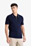 Standard Fit Polo Collar Zippered Knitwear Short Sleeve T-Shirt D6199Ax24Hs - 6