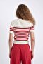Slim Fit Slim Fit Striped Crew Neck Short Sleeve Knitwear Sweater D4619Ax24Au - 7