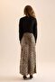 Straight Fit Regular Waist Leopard Print Satin Maxi Skirt D6886Axns - 5