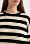 Oversized Wide Fit Crew Neck Slit Striped Knitwear Sweater C9054Ax24Wn - 6