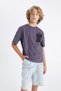 Boy's Oversize Wide Fit Crew Neck Printed Short Sleeve T-Shirt D0987A824Au - 4