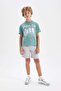 Boy's Printed Short Sleeve T-Shirt Shorts 2 Piece Set D1158A824Hs - 3