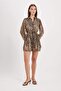 Shirt Collar Leopard Print Button Belted Long Sleeve Mini Dress D3956Ax24Au - 5