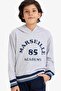 Boy's Gray Text Printed Hooded Thick Sweatshirt C9788A824Au