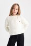 Ecru Standard Fit Crew Neck Knitwear Sweater for Girls C6973A824Au - 7