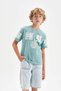Crew Neck Printed Short Sleeve T-Shirt for Boys A0450A824Hs - 4