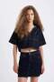 Fashion Fit Polo Collar Short Sleeve Jean Blouse D3716Ax24Au - 6