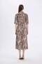 Shirt Collar Print Linen Blend Half Sleeve Beltll Midi Dress C7094Ax24Sm - 7