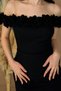 Double Floral Detailed Pencil Long Dress - Black - 3