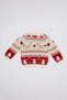 Baby Girl Beige Crew Neck Christmas Themed Knit Sweater - 5