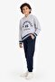 Boy's Gray Text Printed Hooded Thick Sweatshirt C9788A824Au - 2