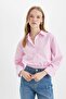 Oversized Wide Fit Striped Hem Elasticated Poplin Long Sleeve Shirt D4007AX24AU - 4
