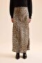 Straight Fit Regular Waist Leopard Print Satin Maxi Skirt D6886Axns - 4