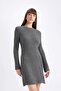 A-Line Crew Neck Long Sleeve Mini Knitwear Dress D4915Axns - 6