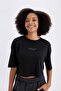 Fit Oversize Fit Crew Neck Printed Sports Modal Short Sleeve T-Shirt D1281Ax24Hs