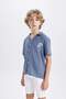 Oversize Wide Fit Polo Collar Viscose Short Sleeve Shirt for Boys C1811A824Sm - 4