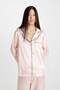 Pajama Set Long Sleeve Striped Satin Top Elastic Waist Long Bottom C9445Ax24Au - 4