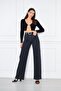 Wide Leg Lycra Trousers - 2