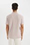 100% Cotton Regular Fit Short Sleeve Crepe Polo T-Shirt C4149Ax24Sm - 7