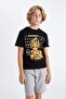 Crew Neck Printed Short Sleeve T-Shirt for Boys A0449A824Hs