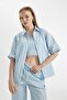 Coool Oversize Striped Poplin Short Sleeve Shirt D3835Ax24Hs - 6