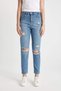 Lina Lina Mom Fit Ripped Detail High Waist Ankle Length Jeans Wash Pants C2383Ax24Hs