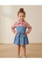 Girl's 100% Cotton Spring Muslin Fabric Belted Buttoned Pink Color Denim Dress - 6