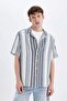 Regular Fit Apaş Collar Striped Short Sleeve Shirt D2060Ax24Hs - 7