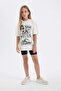 Girls' 2-Piece Set Crew Neck Printed Short-Sleeved T-Shirt Leggings D2956A824Hs - 2