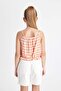 Checkered Strappy Blouse for Girls C1081A824Sm - 5