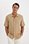 Summer Linen Short Sleeve Striped Polo Shirt - C1111Ax24Sm - 3