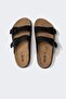 Men's High Sole Double Banded Faux Leather Slippers C3048Ax24Hs - 7