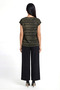 Black Gold Striped Crew Neck Glitter Short Sleeve Women's T-Shirt Sky Glitter S/S Top - 3
