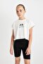 Girls Printed Short Sleeve T-Shirts Biker Tights Set of 2 D0070A824Hs - 5