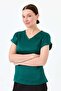 Women's V-Neck Front Satin Blouse Green