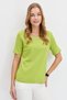 Women's Crew Neck Collar Embroidered Cotton T-shirt F.Green - 8